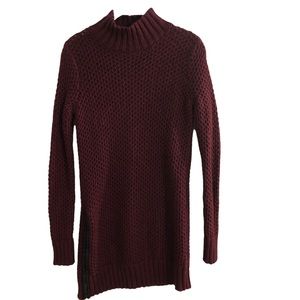 Banana Republic merlot open knit mock turtleneck tunic sweater, S